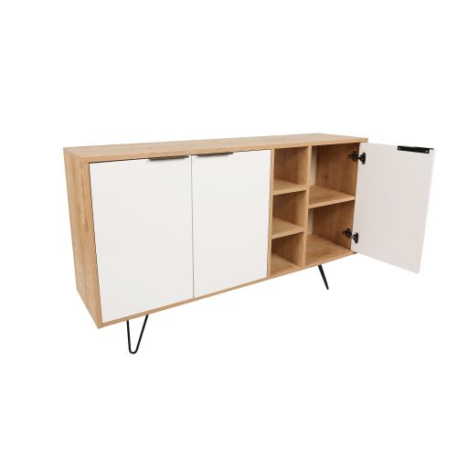 Woody Fashion Komoda, hrastBijela boja, Clara Console - Oak, White slika 10