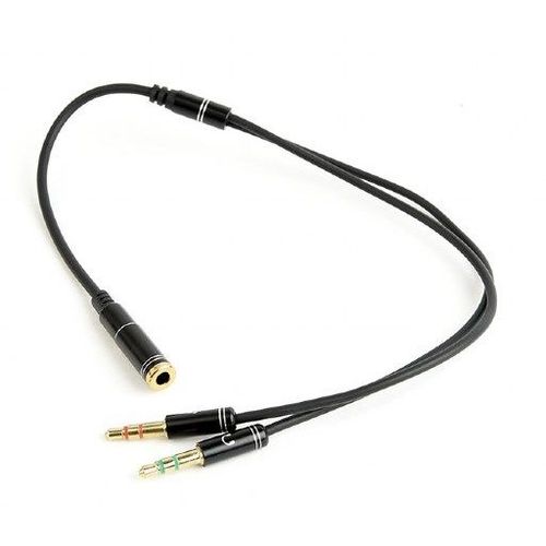 CCA-418M Gembird 3.5mm Headphone Mic Audio Y Splitter Cable Female to 2x3.5mm Male adapter, Metal slika 2