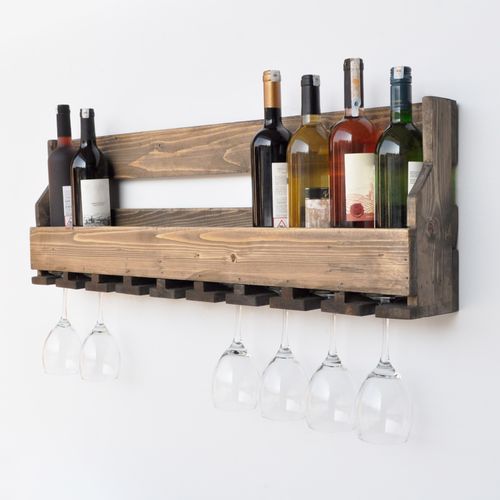 Icki011 Walnut Wooden Wine Rack slika 1