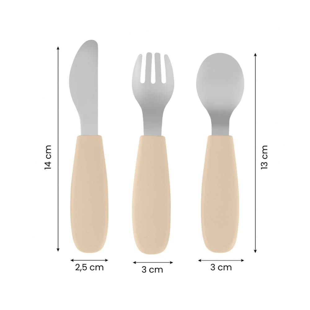 PETITE&amp;MARS Set pribora za jelo od nehrđajućeg čelika sa silikonskom ručkom 12 m+ Take&amp;Match, Sweet Pea slika 4