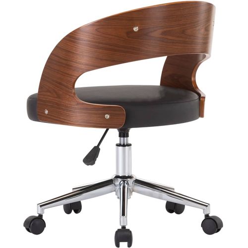 Okretna uredska stolica od savijenog drva i umjetne kože crna slika 25