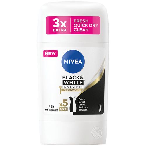 NIVEA Black&Wite Invisible Silky Smooth dezodorans u stiku 50ml slika 1