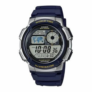 Muški sat Casio WORLD TIME ILLUMINATOR - 5 ALARMS, 10 GODINA BATERIJA Crna Siva (Ø 40 mm) (Ø 43 mm)