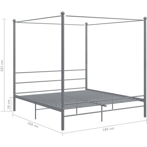 Okvir za krevet s nadstrešnicom sivi metalni 180 x 200 cm slika 11