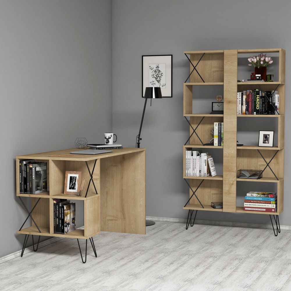 Extra - Oak Black Radni Sto i Polica slika 2