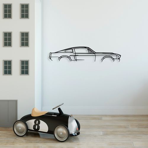 Wallity 1967 Ford Mustang Shelby GT500 Silhouette Black Decorative Metal Wall Accessory slika 3