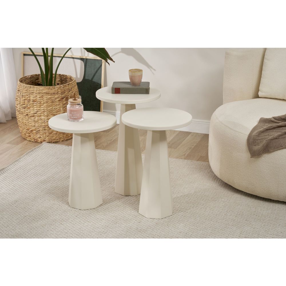 Set bočnih stolova "Lilyum" (57 + 52 + 47) - bijela boja slika 3