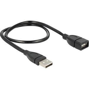 Delock USB 2.0  [1x muški konektor USB 2.0 tipa a - 1x ženski konektor USB 2.0 tipa a] 0.50 m crna fleksibilni kabel s dugim vratom Delock USB kabel USB 2.0 USB-A utikač, USB-A utičnica 0.50 m crna fleksibilni kabel s dugim vratom 83499