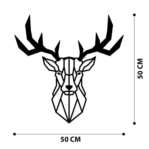 Wallity Deer2 Metalni Ukras - Crni Dekorativni Metalni Zidni Dodatak slika 6