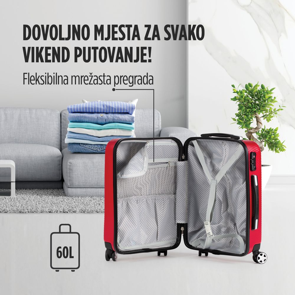 Scandinavia kofer 60 l / 67 cm, Carbon serija, crveni slika 16