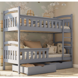 Drveni dječji krevet na sprat Harry sa ladicom - 180x80cm - Grafit sivi