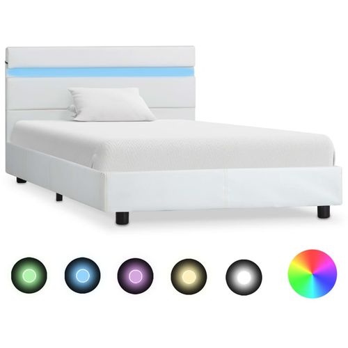 Okvir za krevet od umjetne kože s LED svjetlom bijeli 90x200 cm slika 1