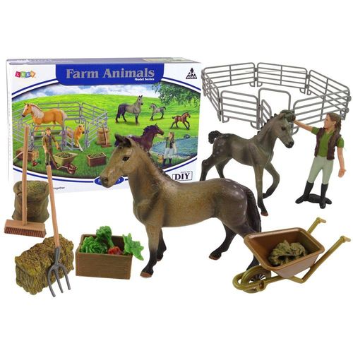 DIY ranč sa smeđim konjima u ogradi s dodacima slika 1