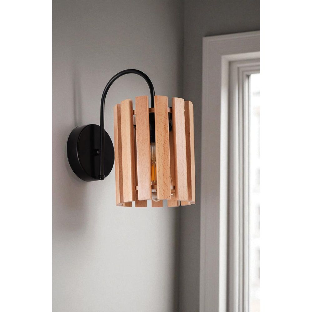 Opviq Zidna lampa 946, hrast, crna slika 1