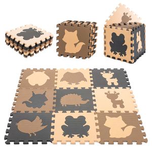 Pjenasta puzzle podloga za igru 9kom. smeđe životinje 85x85x1cm