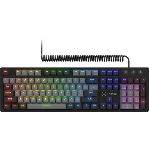 LORGAR Azar 514, Žičana mehanička tastatura za igre, RGB pozadinsko osvjetljenje, 1680000 varijacija boja, 18 načina rada, broj tipki: 104, 50M klika slika 1