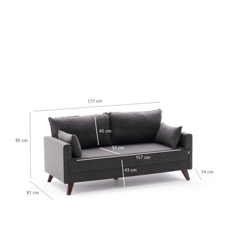 Bella Sofa For 2 Pr - Anthracite Anthracite 2-Seat Sofa slika 9