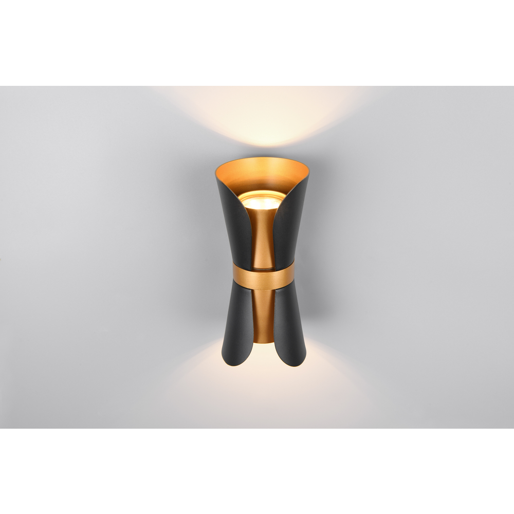 Trio Lightning zidna lampa COAT 2, crno-zlatna slika 5