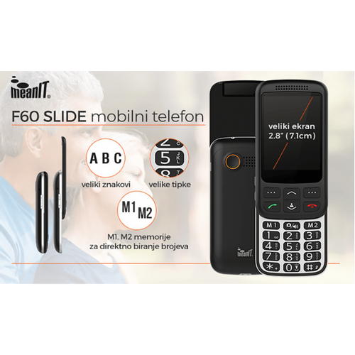 Mobilni telefon F60 SLIDE , 2.8 ekran ( 7.1 cm ), Dual SIM slika 1