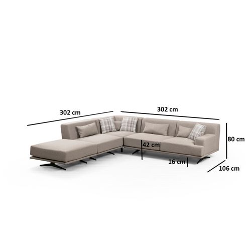 Ugaona garnitura Atelier Del Sofa Bentley (PUF-O1-C-3R) u bež boji slika 12