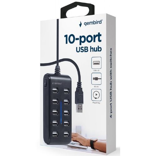 UHB-U2P10P-01 Gembird 10-port USB 2.0 HUB, black A slika 4