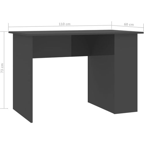 Radni stol visoki sjaj sivi 110 x 60 x 73 cm od iverice slika 21