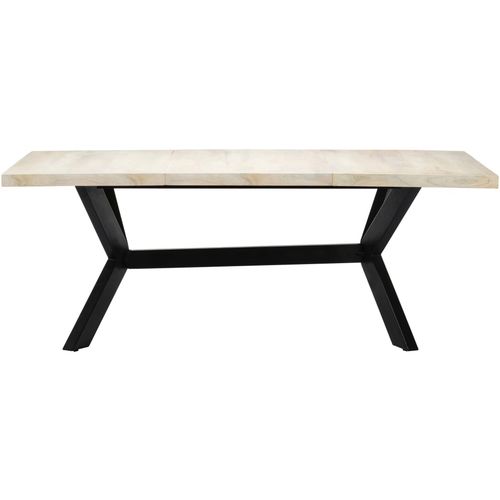 Blagovaonski stol bijeli 200x100x75 cm od masivnog drva manga slika 20