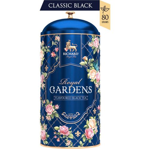 RICHARD Tea Royal Gardens - Crni čaj sa aromom pitaje i laticama cveća u metalnoj kutiji, rinfuz 80g BLUE 101836 slika 1