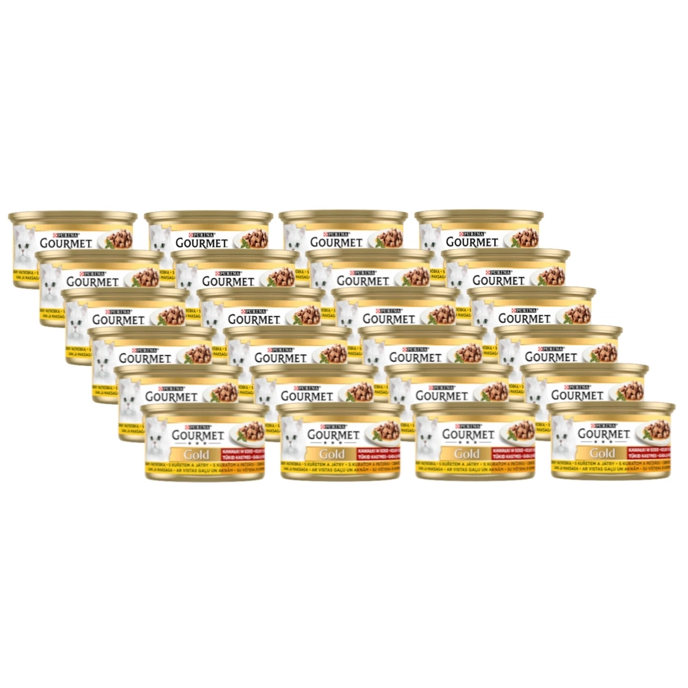 Gourmet Gold Hrana za mačke, komadići u umaku, piletina i jetrica, 24x85g  XXL slika 1