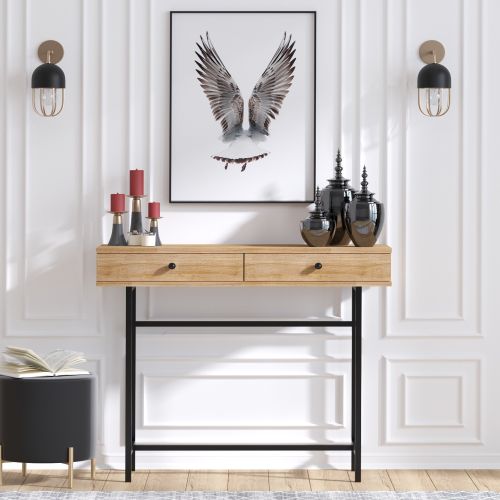 Hanah Home Esta Oak Black Sideboard slika 2