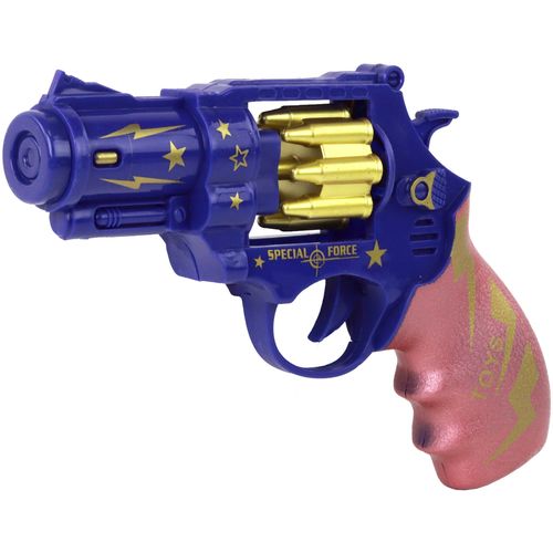 Plavo - ružičasti revolver, oružje, zvukovi svjetla slika 2