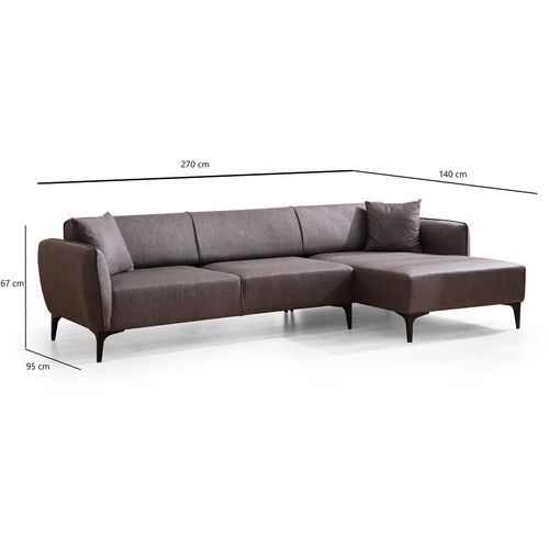 Atelier Del Sofa Kutna garnitura, Tamno siva, Belissimo Right - Dark Grey slika 8