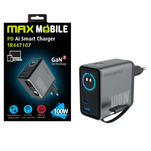 MAXMOBILE KUĆNI PUNJAČ PD SUPER FAST CHARGE TR447207 Ai,2xTypeC+USB-A, GaN2,100W