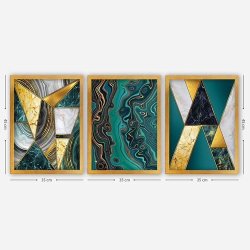 3AC171 Multicolor Decorative Framed Painting (3 Pieces) slika 2