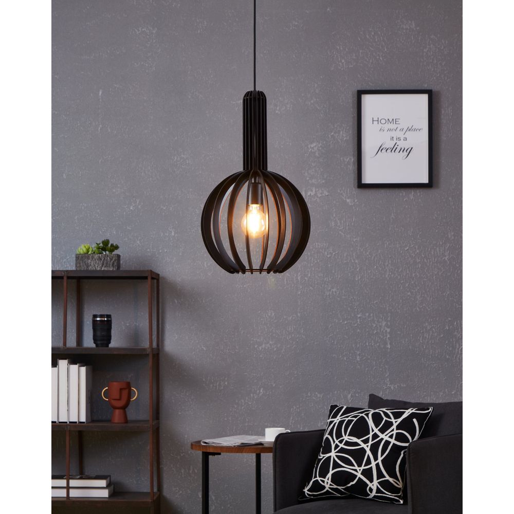 Eglo visilica 'Velasco' - crna drvena lampa sa E27 utičnicom, promjer 310 mm slika 2