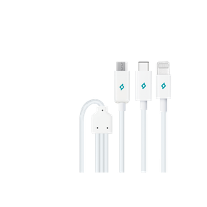 Ttec Kabel - Trio - Lightning, USB-C & MicroUSB to USB (1,20m) - White