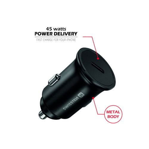 SWISSTEN punjač za auto, 1xUSB-C, 5.5A, Super Fast PD3.0 45W, crni slika 2