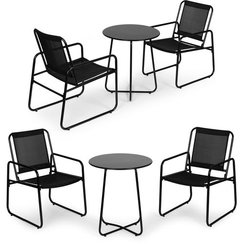 Modernhome vrtna garnitura - stol i 2 stolice - crno slika 1