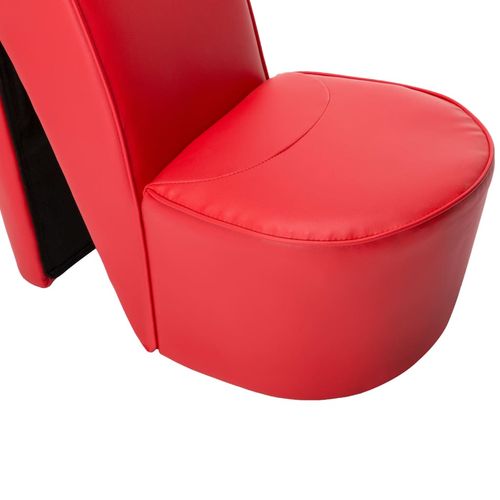Stolica u obliku visoke pete od umjetne kože crvena slika 8