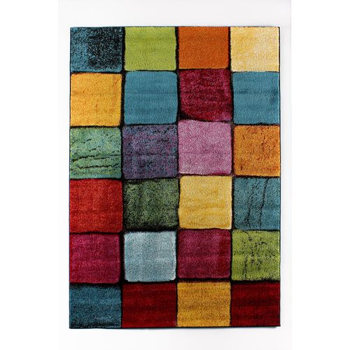 TANKI Tepih Renkli Kare Multicolor Carpet (140 x 200) slika 3
