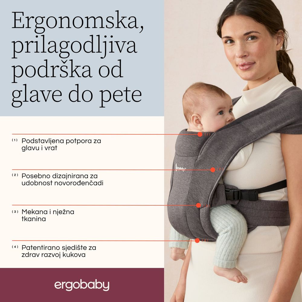 Ergobaby Embrace nosiljka Heather Grey slika 4