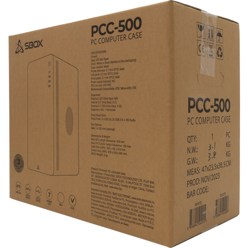 Sbox kućište PCC-500B ATX + NAPAJANJE PSU-400 slika 7