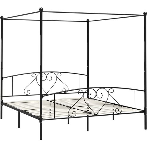 Okvir za krevet s nadstrešnicom crni metalni 180 x 200 cm slika 2