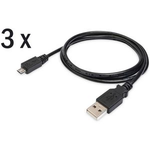 Digitus USB kabel USB 2.0 USB-A utikač, USB-Micro-B utikač 1.00 m crna fleksibilan, zaštićen s folijom, pletena zaštita, sveukupno zaštićen, sa zaštitom AK-870900-010-S