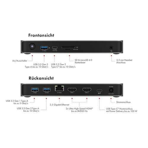 Docking stanica Icybox IB-DK2880-C41 USB4 Type-C s dvostrukim video izlazom slika 5