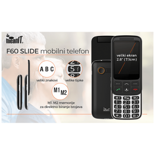 Mobilni telefon F60 SLIDE , 2.8 ekran ( 7.1 cm ), Dual SIM slika 1