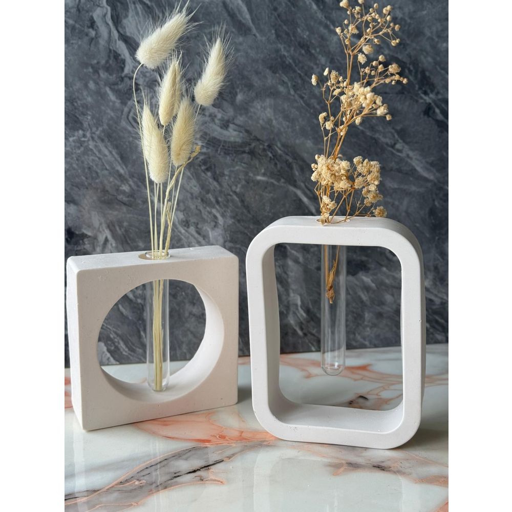 Set svijeća Glamour 6ST sivi bijeli vaza slika 2