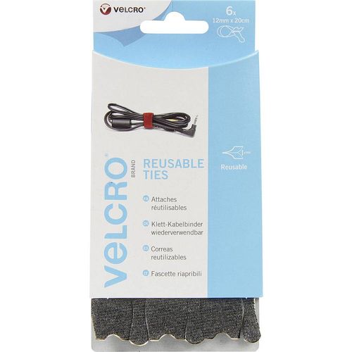 VELCRO® VEL-EC60388 prianjajuća kabelska vezica za povezivanje grip i mekana vunena tkanina (D x Š) 200 mm x 12 mm crna 6 St. slika 1