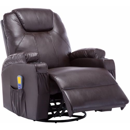 Električna ljuljajuća fotelja za masažu od umjetne kože smeđa slika 33