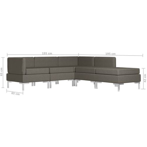 5-dijelni set sofa od tkanine smeđe-sivi slika 30